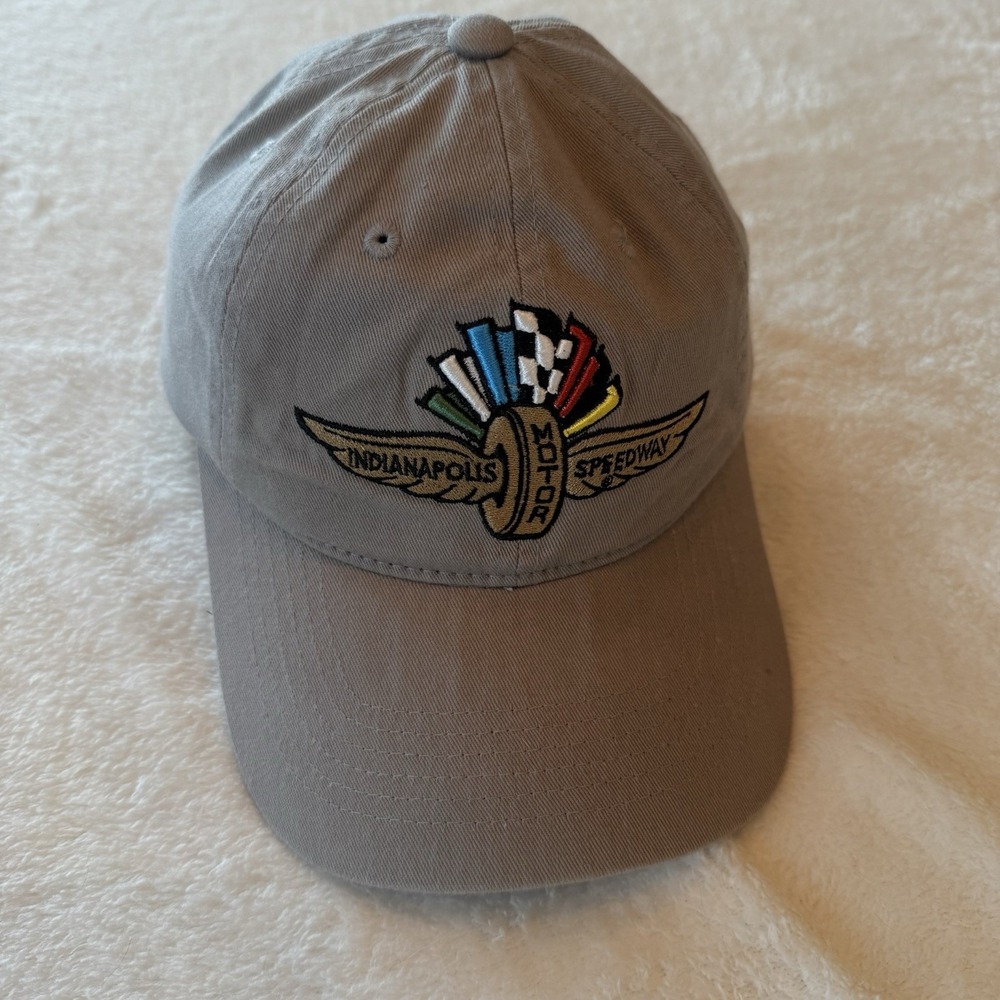 Indianapolis Motor Speedway Hat Strap Back Youth Tan Official Wings Logo